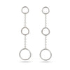 Sterling Silver Three Circles Drop Earrings Stud Closure