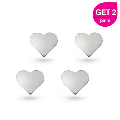 CZ Heart & Silver Bow Stud Earrings
